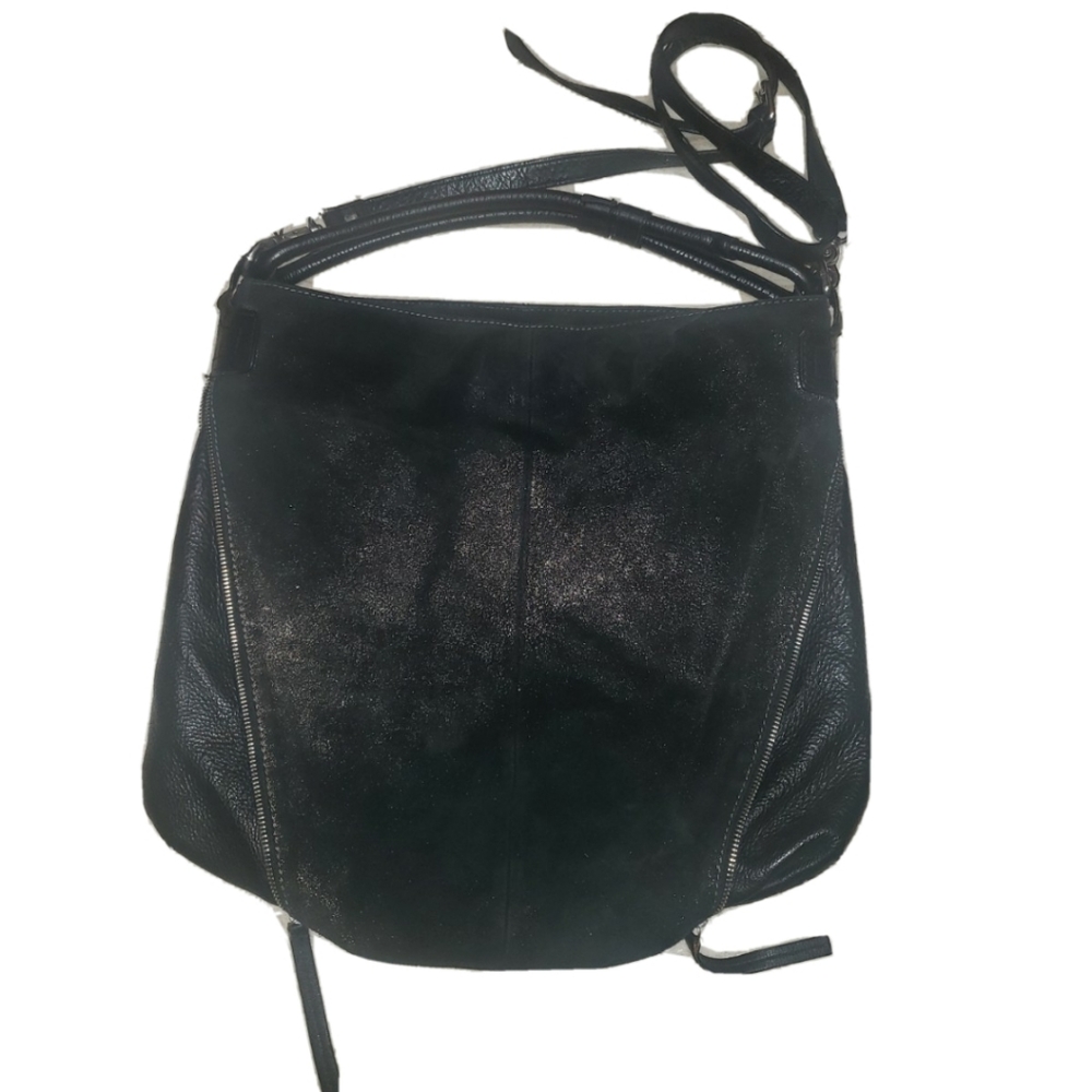 Tano purse shoulder bag strap leather shimmer black